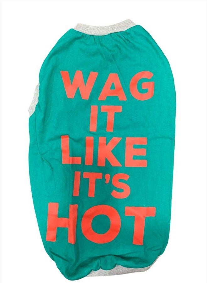 CHOOSTIX Summer Dog T-Shirt, Wag It Like It's Hot, Green, 22", 200g - Image 1